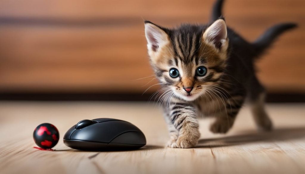 cat playing with toy mouse