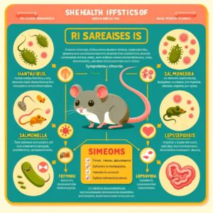 Educational Infographic on Mouse-Transmitted Diseases: This infographic provides information on various diseases transmitted by mice, such as hantavirus, salmonella, and leptospirosis, along with their symptoms and transmission methods.